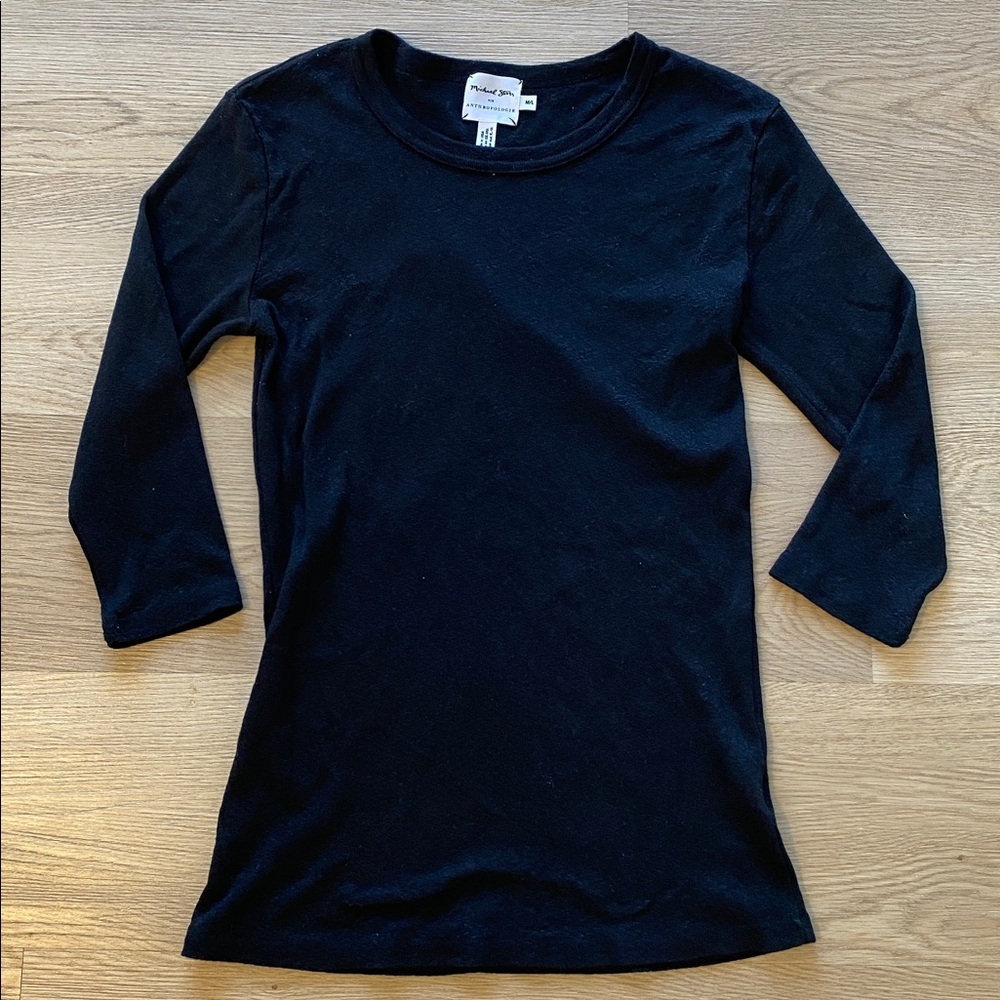 Anthropologie | Michael Stars Black 3/4 Sleeve Top